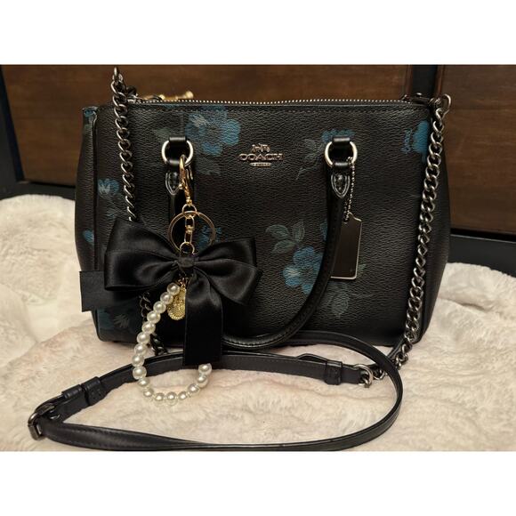 Classy Coach Mini Bennett Satchel in Black Floral Beautiful - Picture 10 of 10